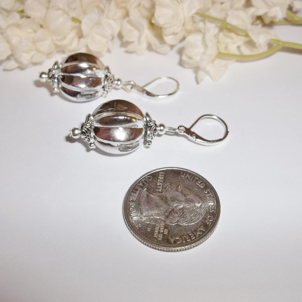 Big Silver Statement Earrings Dangle Drop NWT 4568 - Picture 3 of 8